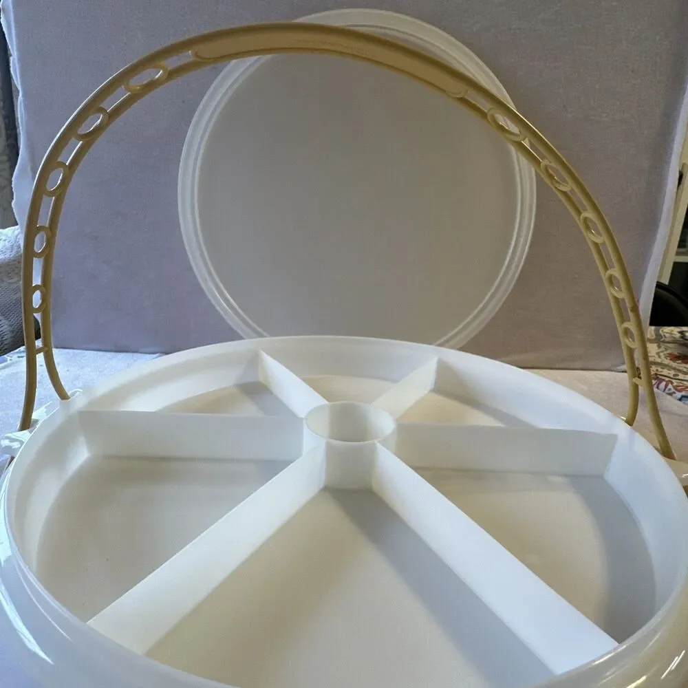 Tupperware 405-2 Vintage Divided Party Tray Relish Veggie Handle Lid 224-9
